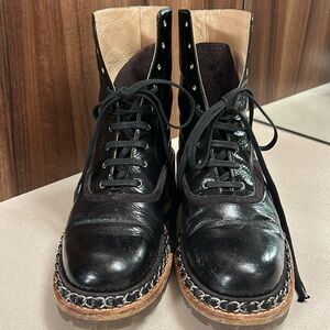 CHANEL lace up Booties